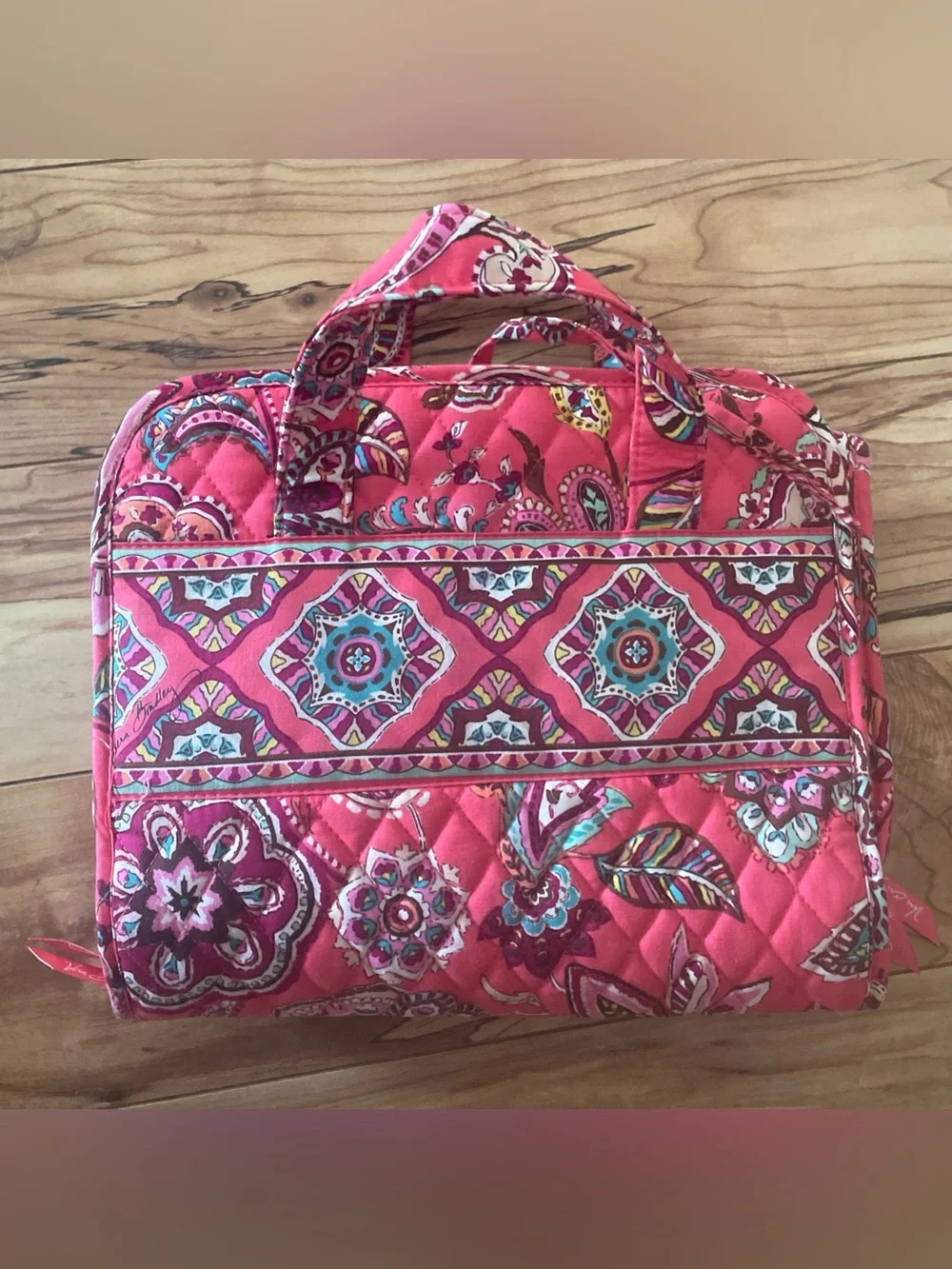 Vera Bradley call me coral Quilted Travel Cosmetic Organizer retired print